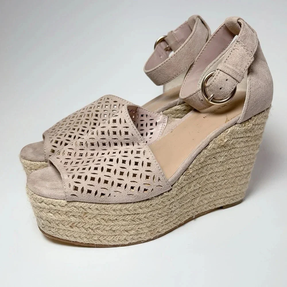 Nordstrom 14th Union Theryn Asymm Blush Pink Espadrille Wedge Sandal